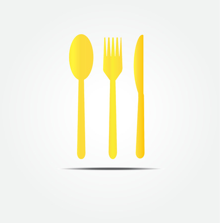 spoon,fork and knife golden setのイラスト素材
