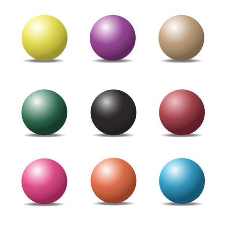 set of colorful ball glossy spheres on white.のイラスト素材