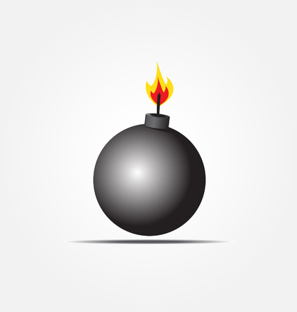  black bomb icon about to explode with burning wick のイラスト素材