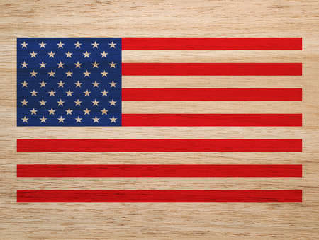 American flag, wooden backgroundの写真素材