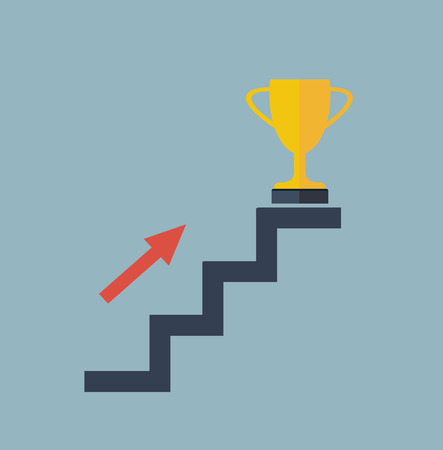 arrow on stair to golden winner cupのイラスト素材