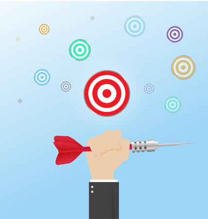 hand of businessman with Hit the Bullseye,Business success conceptのイラスト素材
