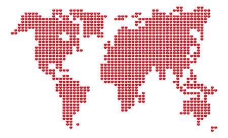 vector sign red heart world map illustrationのイラスト素材