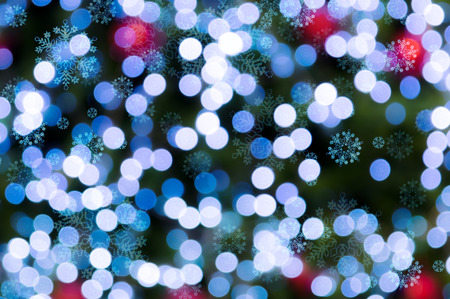 Christmas background with bokeh lightsの写真素材