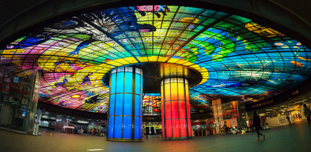 KAOHSIUNG, TAIWAN - APR 21 : The Fomosa Bolevard Station, this station has beautiful Dome of Light, the central station of Kaohsiung subway system in Kaohsiung, Taiwan on April 21, 2015のeditorial素材