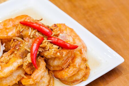 Stirfry Tiger Prawns in Tamarind Sauce Favourite dish within Thailand and Asiaの写真素材