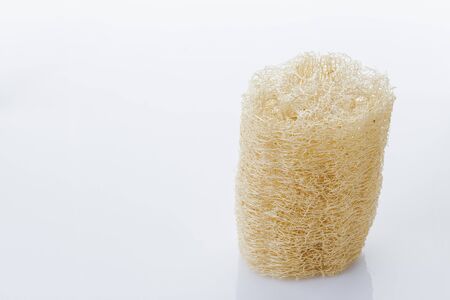 Luffa, loofa natural vegetable fiber for body scrubbing and used in skin care on a white background.の写真素材