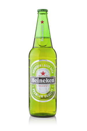BANGKOK, THAILAND - SEPTEMBER 23, 2015: Heineken Lager Beer is the flagship product of Heineken International which owns over 125 breweries in more than 70 countries.のeditorial素材