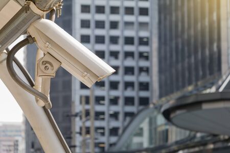 Security camera detects the movement of trafficの写真素材
