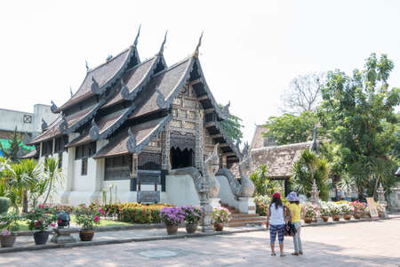 Chiangmai, Thailand - May 10, 2016: Ancient Pagoda build from brick at Wat Chedi Luang. Old temple in Chang-mai, Thailandのeditorial素材