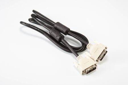 DVI wire isolated on white background, Cable head into (head) selective focusの写真素材