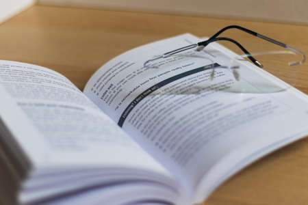 Open book with quoted textの写真素材