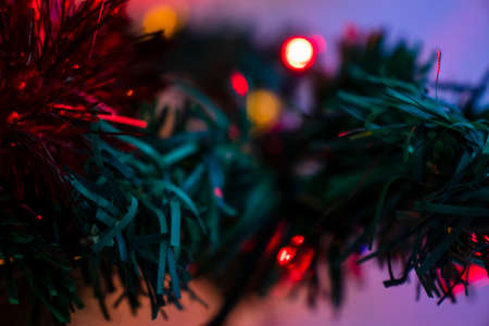 Christmas tree decorations with blurred background. Festive season.の写真素材