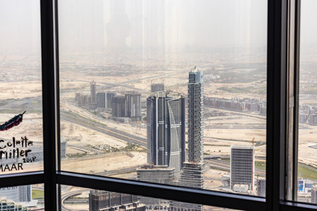 Dubai, UAE - 07.18.2021 - Areal shot of a Paramount towers by Damac.