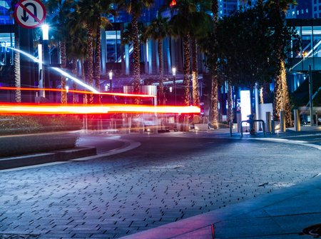 Light trails in the night city.