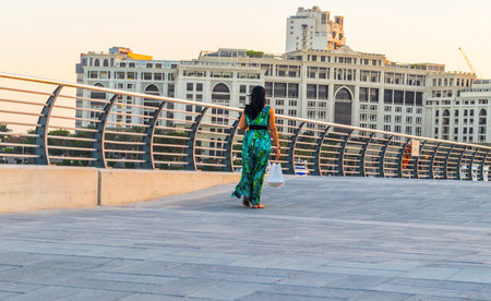 Dubai, UAE - 10.09.2022 Walk in the Festival promenadeの写真素材