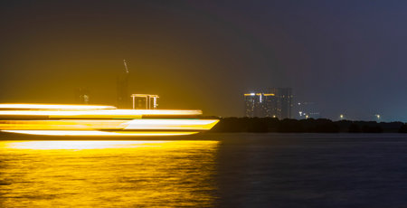 Shot of light trails from the boat