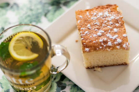 Close up shot of a baked cakeの写真素材