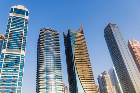 Dubai, UAE - 21.06.2023 - Shot of the modern skyscrapers along Sheikh Zayed road
