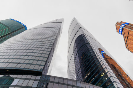 Moscow, Russia - 07.07.2023 - Business district of the city known as Moskva cityの写真素材