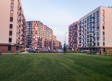 Close up shot of modern residence district.の写真素材