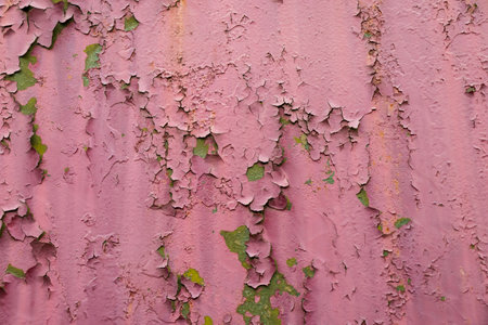 Close up shot of an old paint on the metal surface