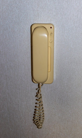 Close up shot of the intercom in the apartment