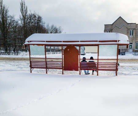 Landscape shot of the street on the winter day.の写真素材