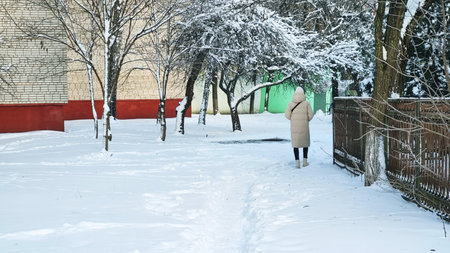 Landscape shot of the winter village.の写真素材