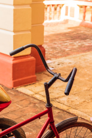 Concept shot of the steering of an old bicycleの写真素材