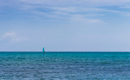 Beautiful seascape. Sail at the horizon. Tropical Islandの写真素材