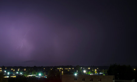 Shot of the lightning in the night sky.