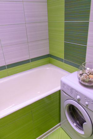 Close up shot of a bathroom in the modern apartment.