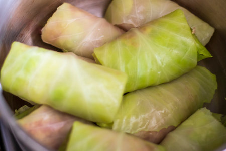 Shot of a meal of cabbage rolls with meatの写真素材