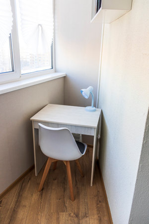 Tiny office working space in the apartmentの写真素材
