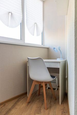 Tiny office working space in the apartmentの写真素材