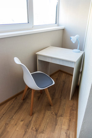 Tiny office working space in the apartmentの写真素材