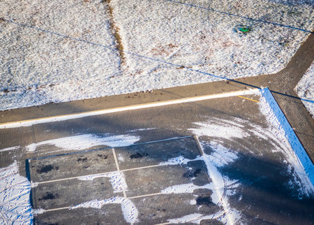 Concept shot of the parking lot at winterの写真素材