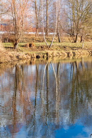 Shot of the river at autumnの写真素材