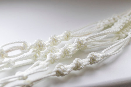 Close up shot of weaved macrame.の写真素材