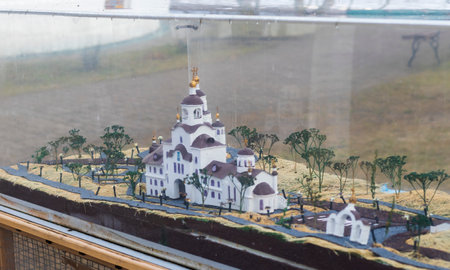 Shot of the a hand made, scaled down model or a mock-up of the orthodox churchの写真素材