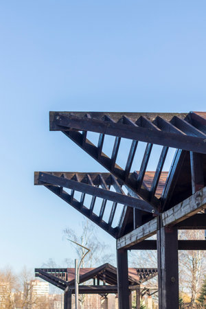 Close up shot of the outdoors pergola