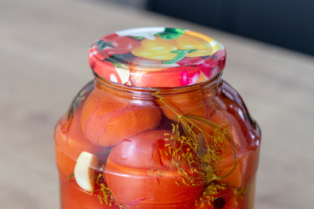 Jars with different types of pickles and preserves.の写真素材