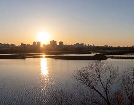 Urban landscape by the sunset.の写真素材