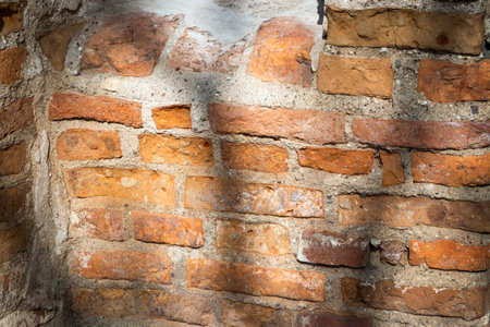 Close up shot of an old brick wall