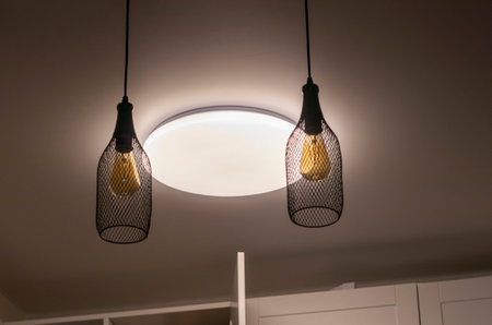 Decorative pedant lights in the modern apartmentの写真素材