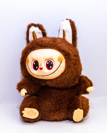 Shot of the popular toy labubu on white backgroundの写真素材