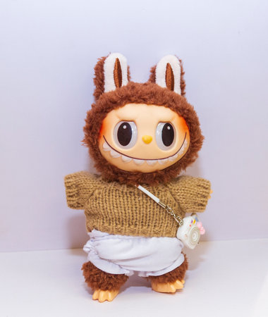 Shot of the popular toy labubu on white backgroundの写真素材