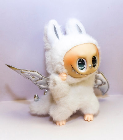 Shot of the popular toy labubu on white backgroundの写真素材