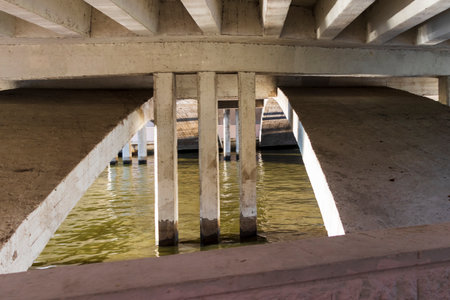 Shot of the bridge across the riverの写真素材